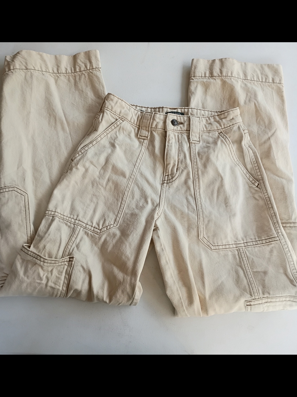 Wild Fable Cream high rise cargo jeans wide legs